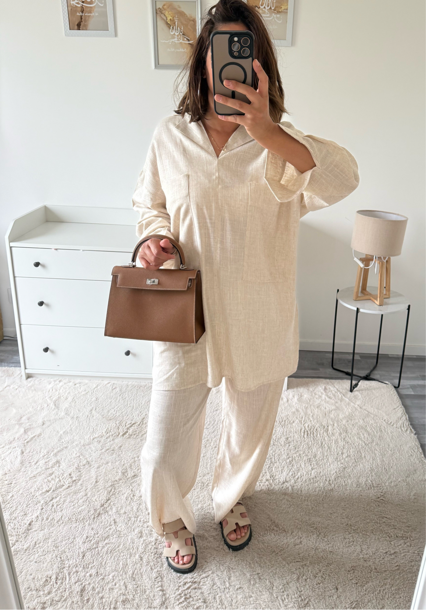 Ensemble Lina chemise longue et pantalon en lin