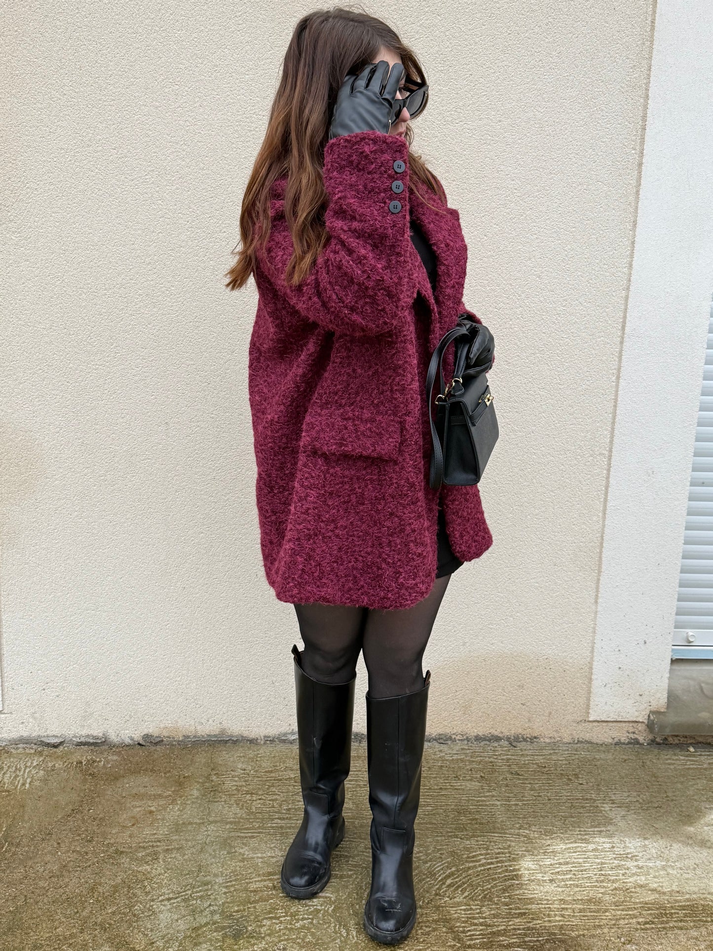 Manteau laine bouclée