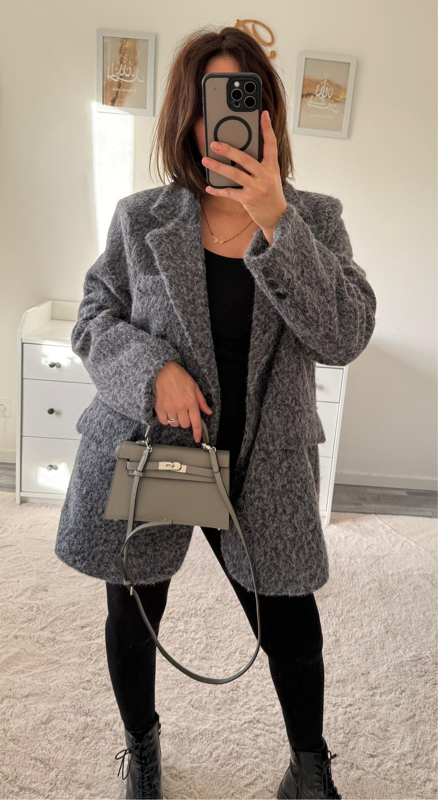 Manteau effet laine bouclée