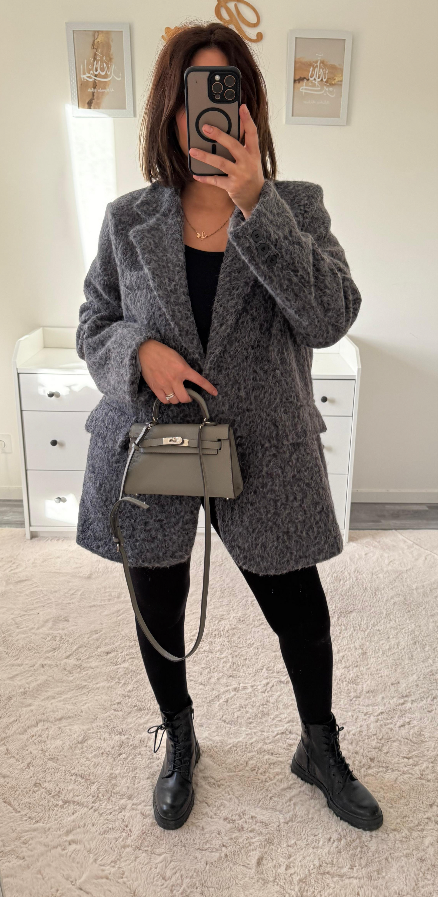 Manteau effet laine bouclée