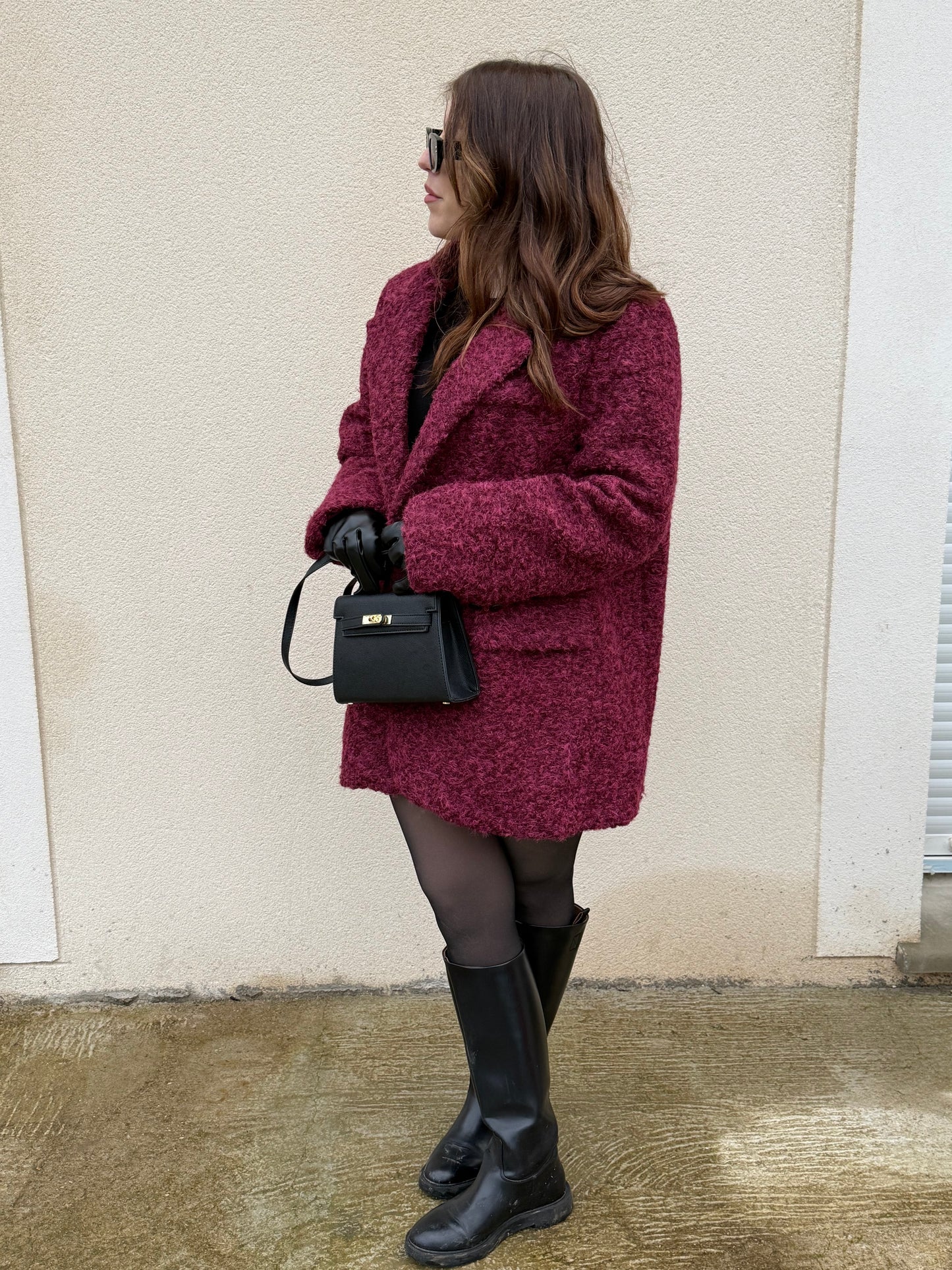 Manteau laine bouclée