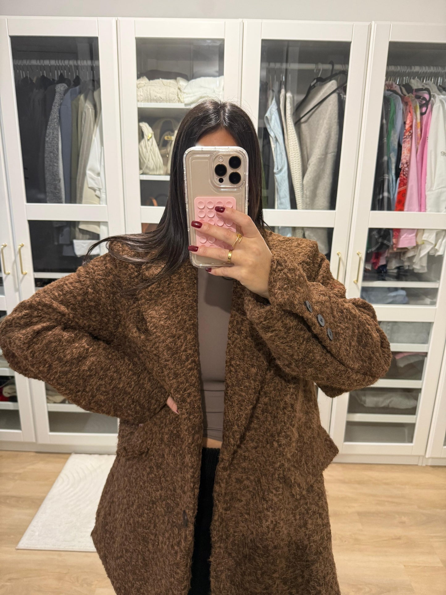 Manteau effet laine bouclée