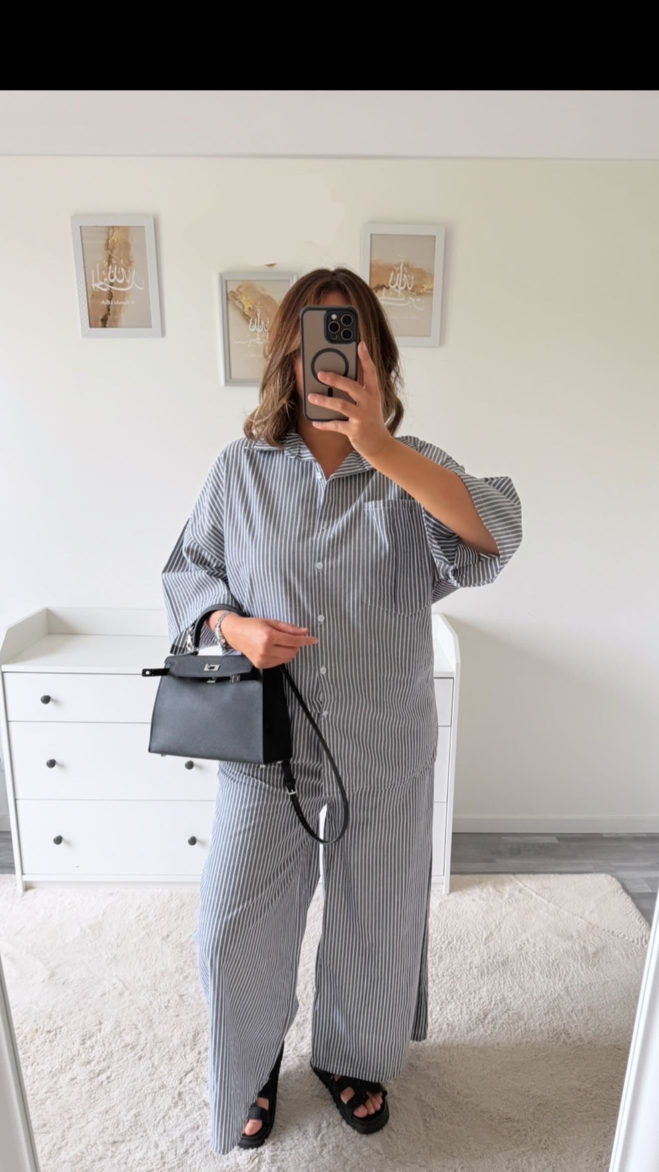 Ensemble rayé noir 100% coton