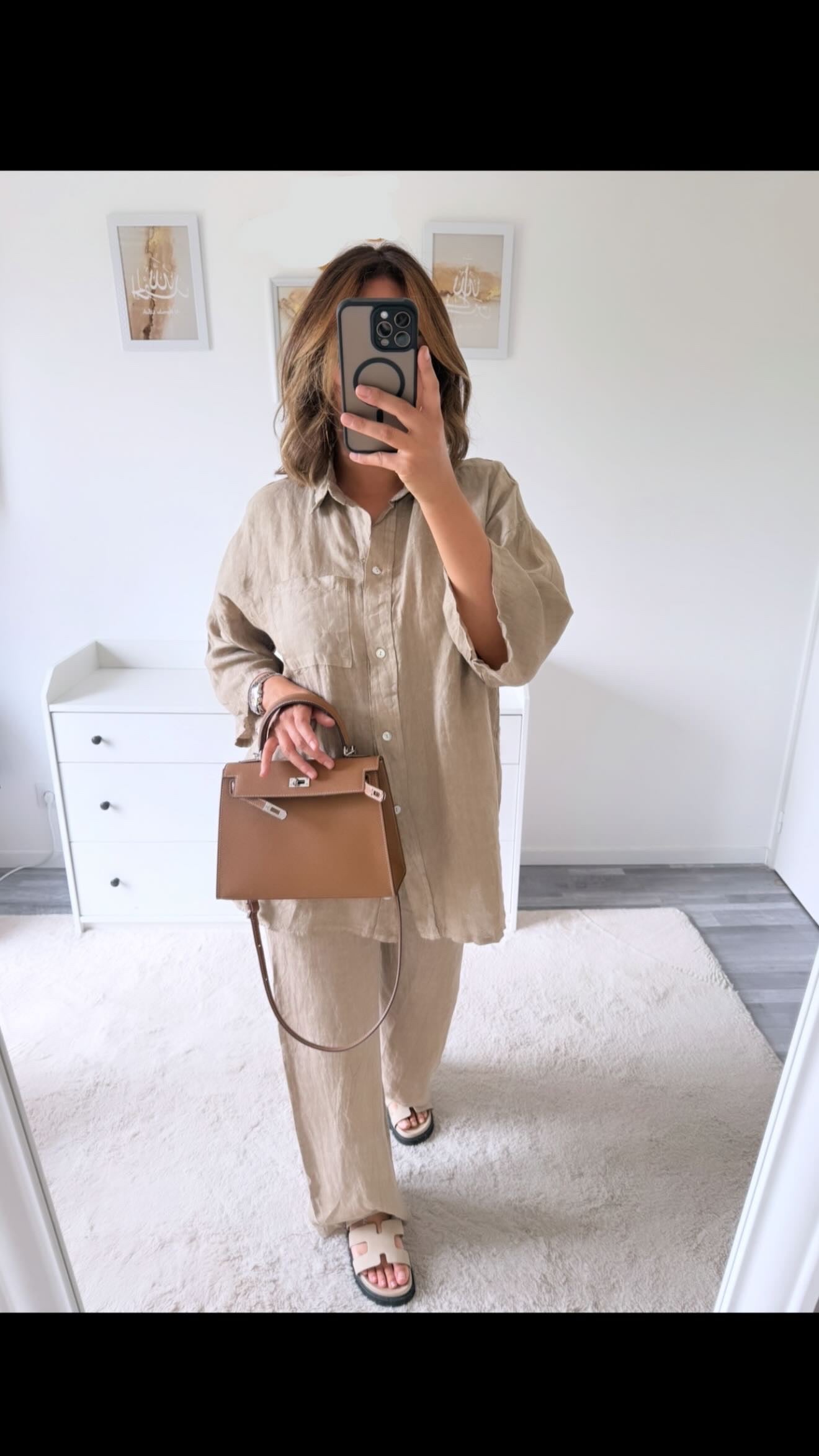 Ensemble taupe en lin