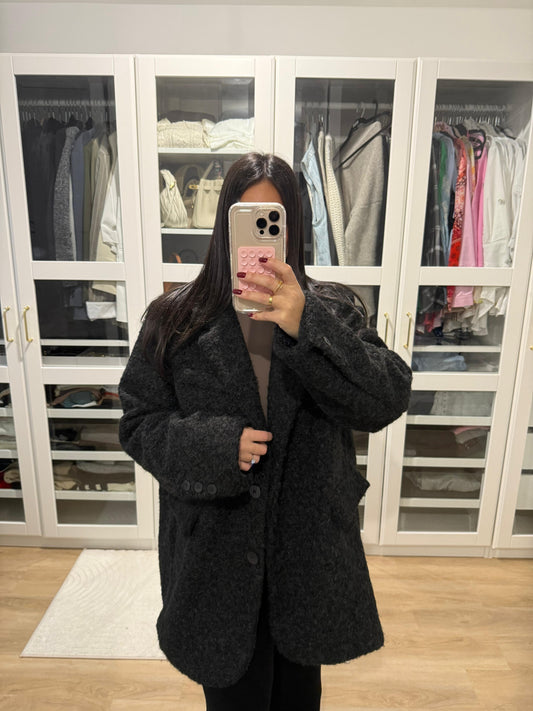 Manteau effet laine bouclée
