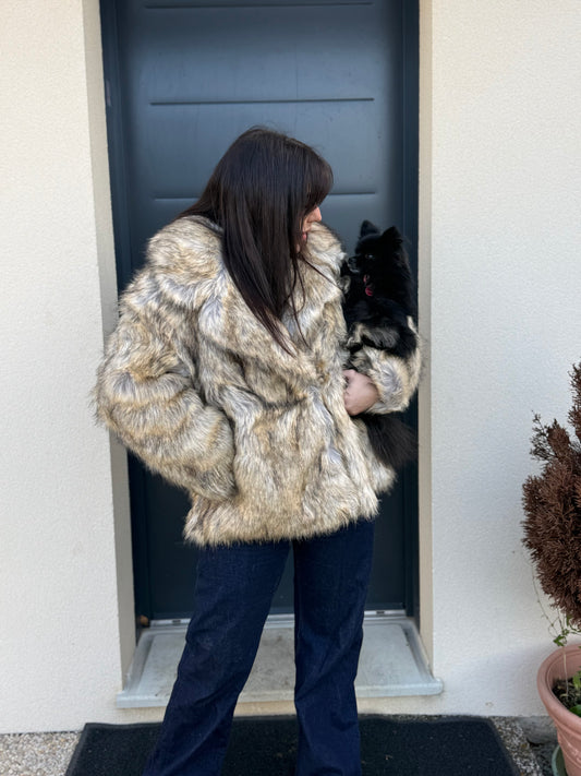 Fourrure mi longue beige dégradé