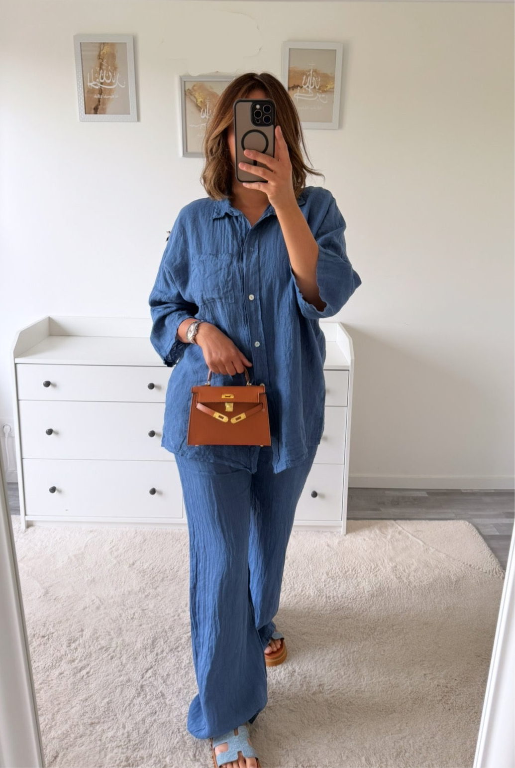 Ensemble bleu en lin