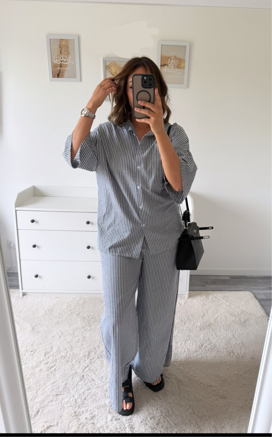 Ensemble rayé noir 100% coton