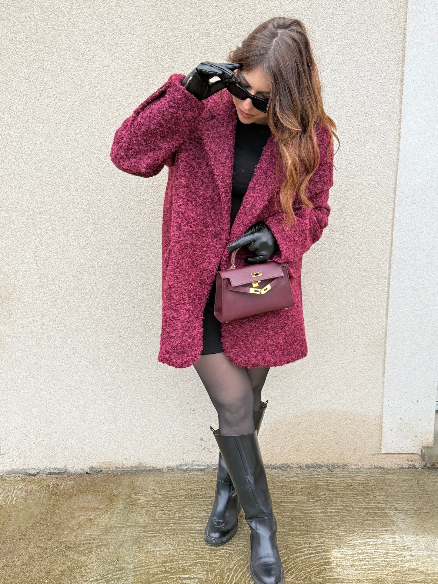 Manteau laine bouclée