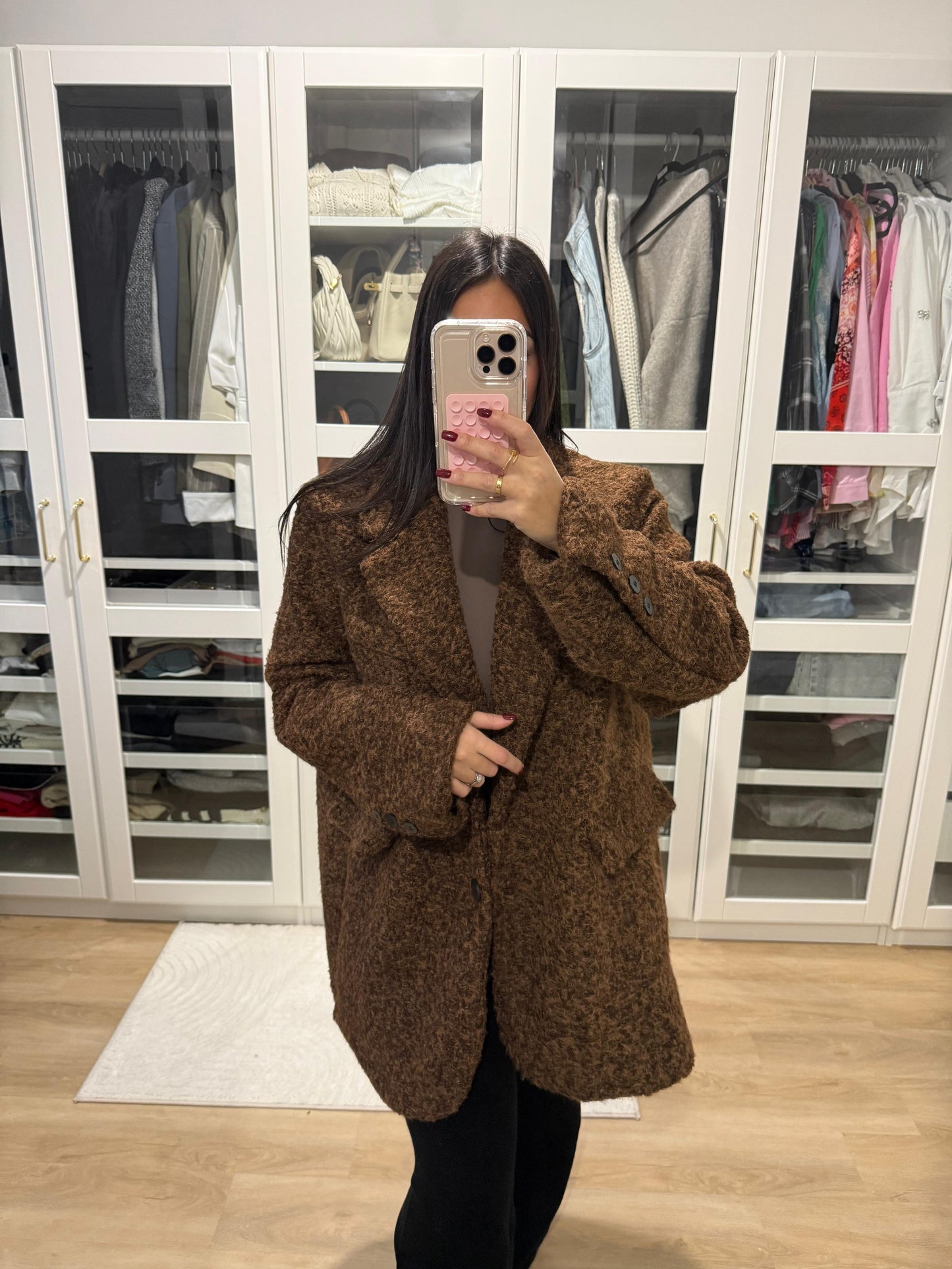 Manteau effet laine bouclée
