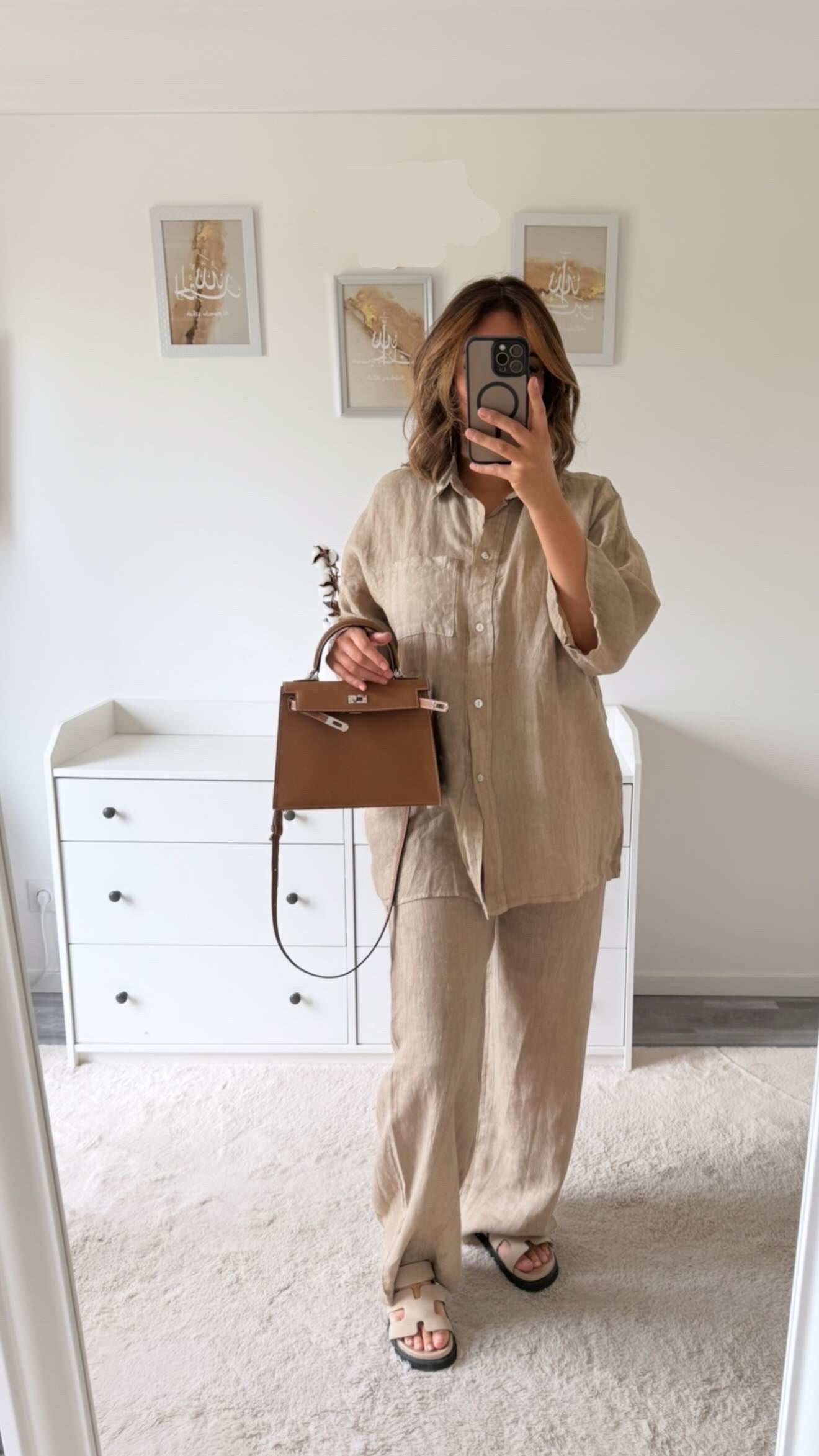Ensemble taupe en lin