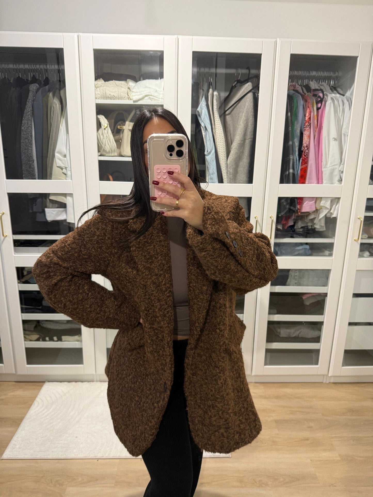 Manteau effet laine bouclée