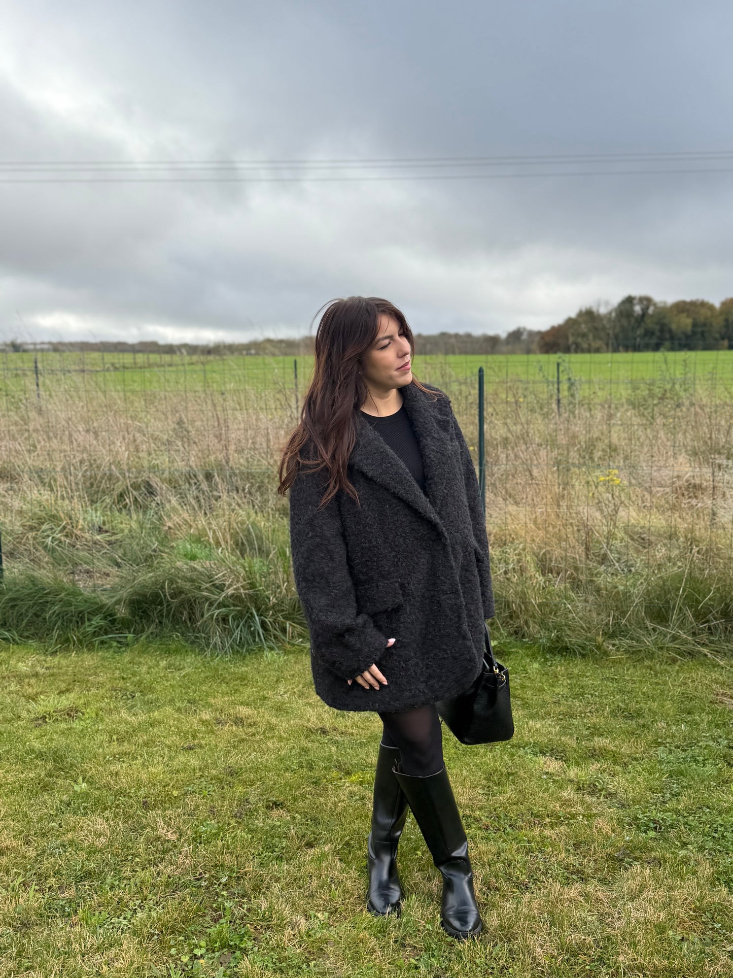 Manteau effet laine bouclée